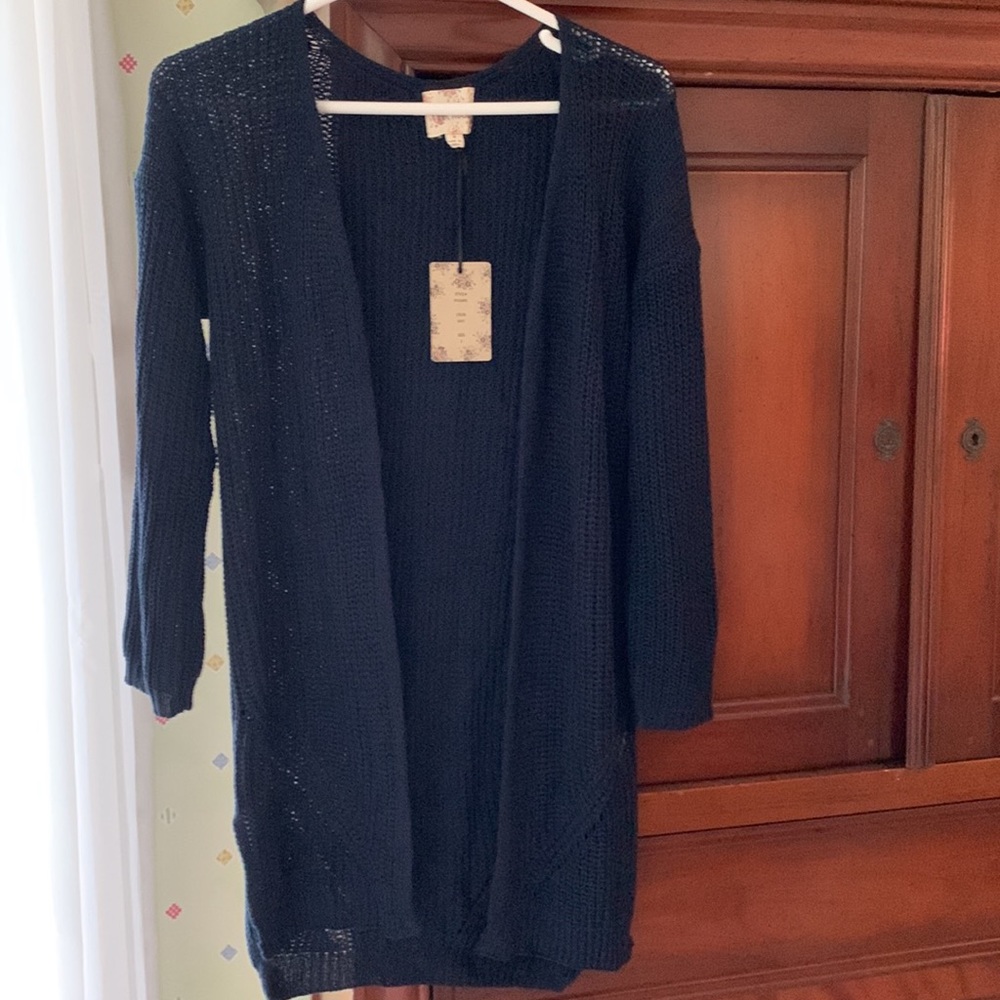 Pink Rose Open Knit Navy Cardigan size S